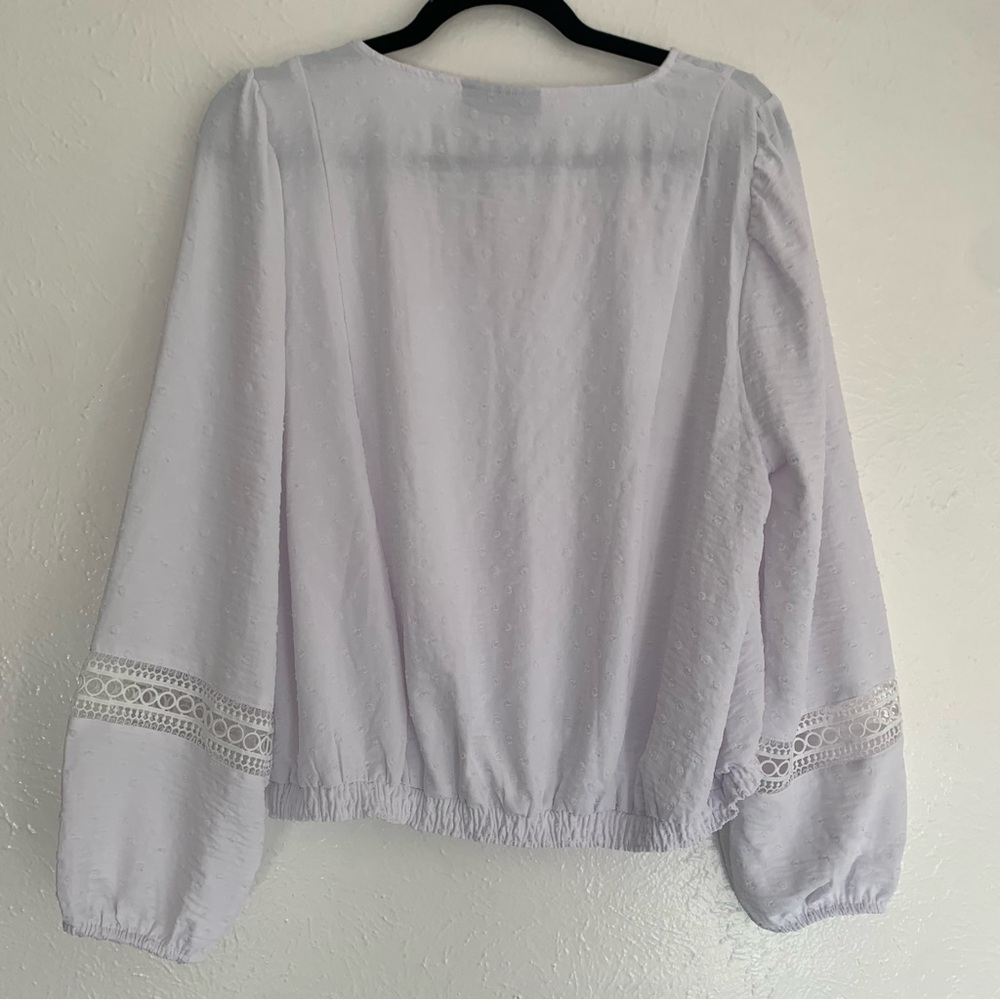 Lane Bryant White Swiss Dot Wrap Boho Top Minimal… - image 4